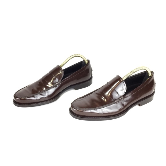 TOD'S Brown Patent Leather Loafers - Picture 4 of 13